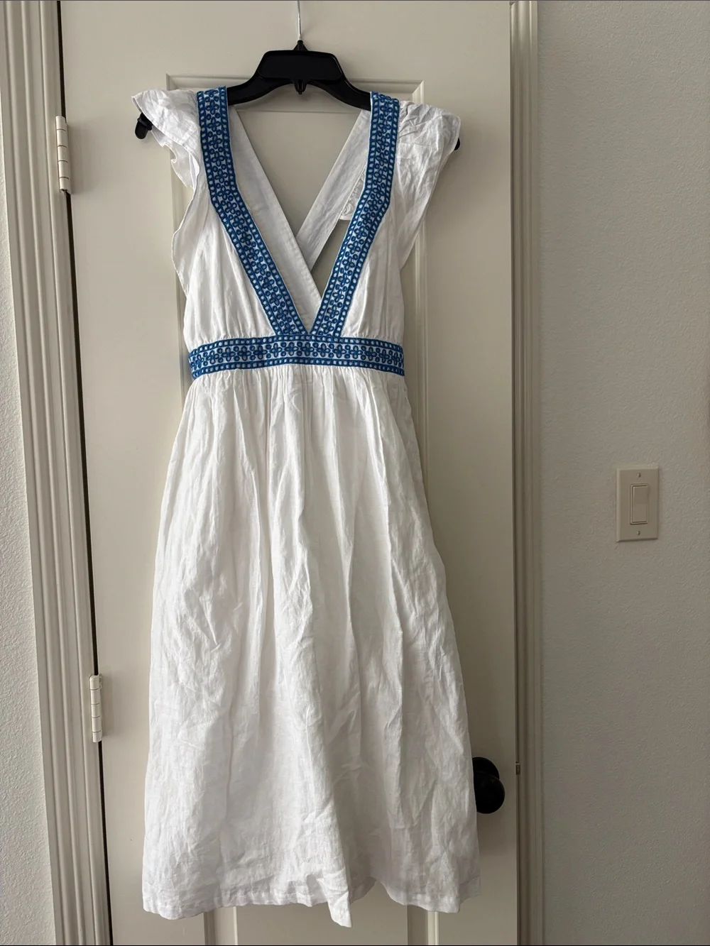 J. Crew White Sundress with Blue Trim